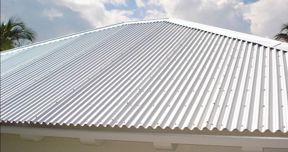 Freshly cleaned silver corrugated metal roof